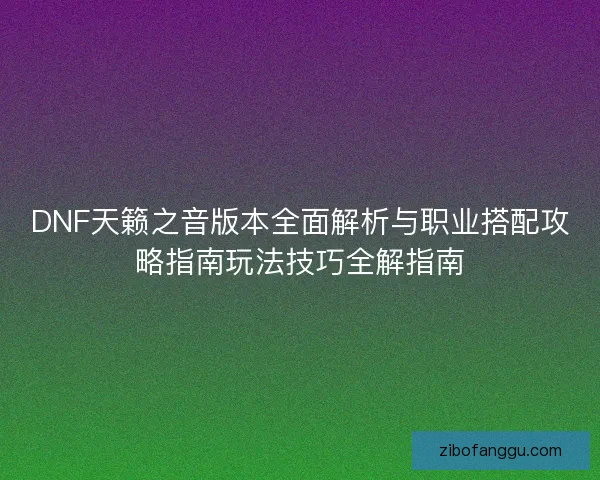 DNF天籁之音版本全面解析与职业搭配攻略指南玩法技巧全解指南