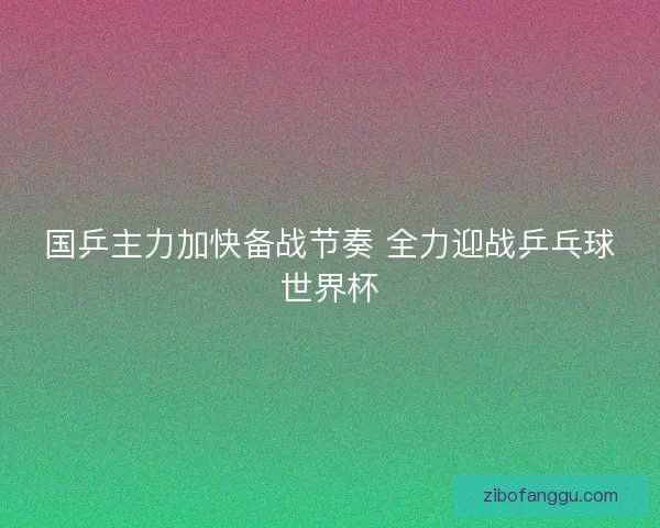 国乒主力加快备战节奏 全力迎战乒乓球世界杯